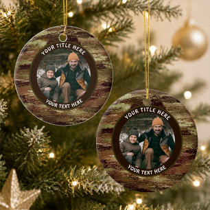 Rustic Camouflage Photo Personalized Ceramic Ornament