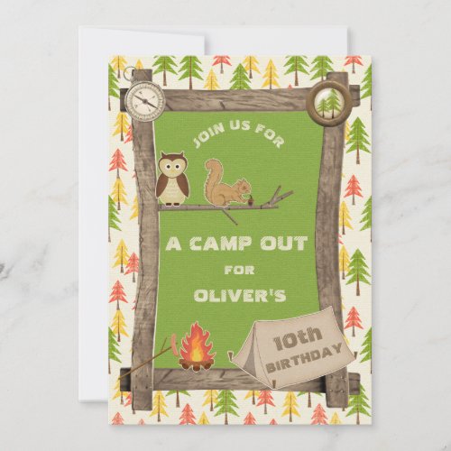 Rustic Camp Out Birthday Party Invitation