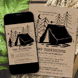 Rustic Camp Out Doodle Art Camping Birthday Invitation<br><div class="desc">Fully editable rustic camping invitation - perfect for kids, tweens and teens birthday, camp outs, hiking and barbeque themes. The design has a silhouette doodle drawing of a camping tent in a woodland forest of pine trees, under the moon and stars. It is lettered in vintage typewriter font and modern...</div>