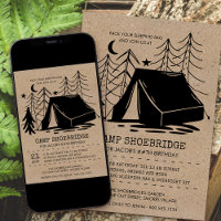Rustic Camp Out Doodle Art Camping Birthday