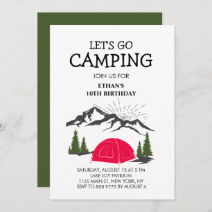 Rustic Camp Sleepover Birthday Party Invitation
