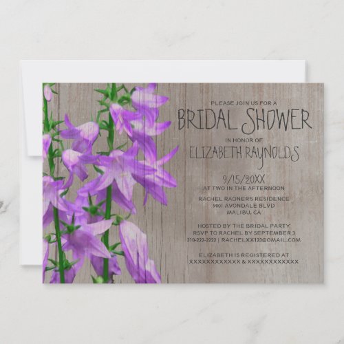 Rustic Campanula Bridal Shower Invitations