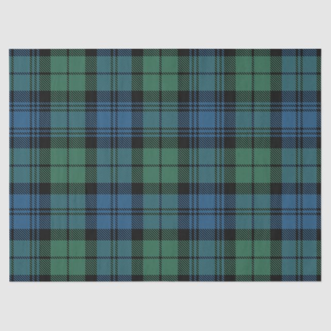Rustic Campbell Plaid Blue Green Tartan Tissue Paper (Front)