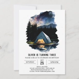 Rustic Campfire and S'Mores Birthday Invitation