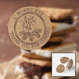Rustic Campfire Illustration S'Mores Kit Thank You Classic Round Sticker