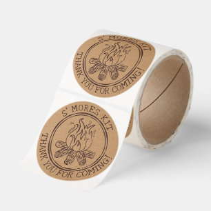 Rustic Campfire Illustration S'Mores Kit Thank You Classic Round Sticker