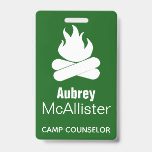 Rustic Campfire & Trees   Camp Counselor Badge