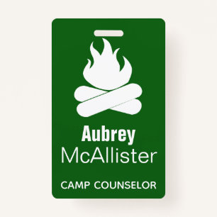 Rustic Campfire & Trees   Camp Counselor Badge