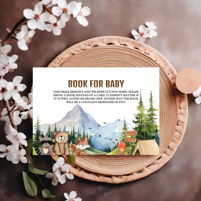 Rustic Camping Adventure Baby Shower Book Request Enclosure Card (Creator Uploaded)