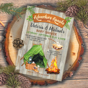 Rustic Camping Adventure Baby Shower Invitation