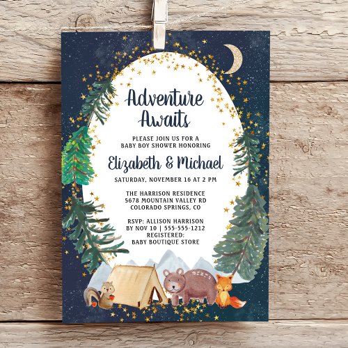 Rustic Camping Adventure Couples Baby Shower Invitation