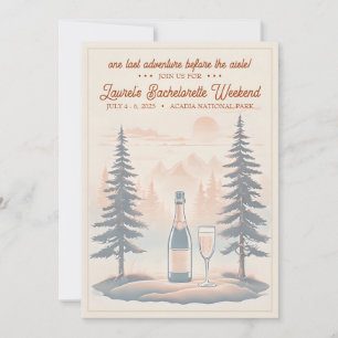 Rustic Camping Bachelorette Invitation, 5x7 custom Invitation