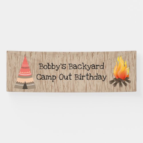 Rustic Camping Birthday Banner