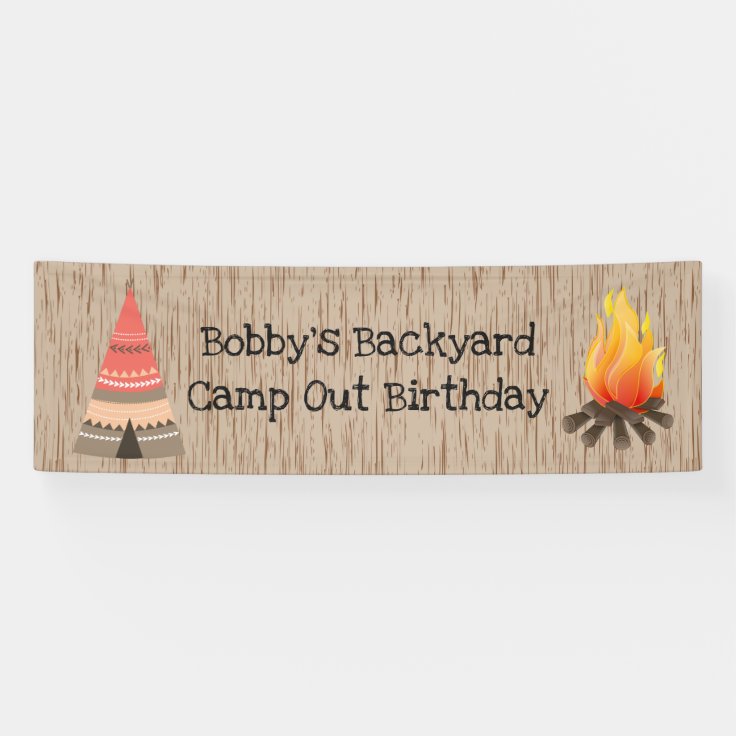 Rustic Camping Birthday Banner Zazzle