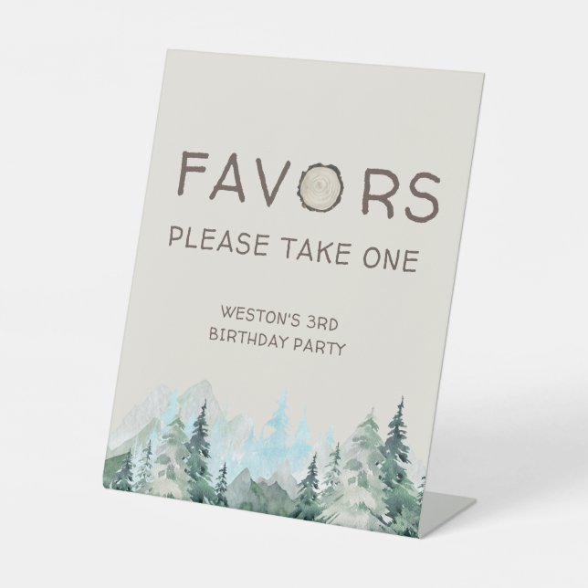 Rustic Camping Birthday Favors Sign (Front)