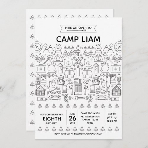 Rustic Camping Birthday Party Invitation for a Boy