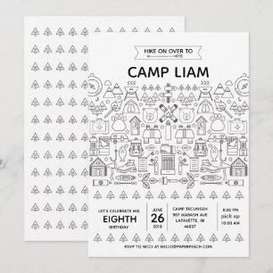 Rustic Camping Birthday Party Invitation for a Boy