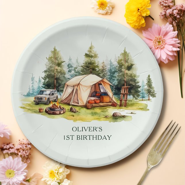 Rustic Camping Birthday Party  Paper Plates (Creator Uploaded)