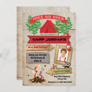 Rustic Camping Birthday Party Photo Invitation