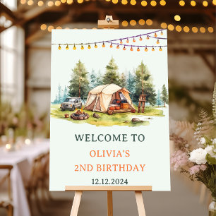 Rustic Camping Birthday Party Welcome Sign