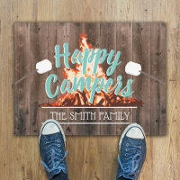Rustic Camping Bonfire Happy Campers Family Name
