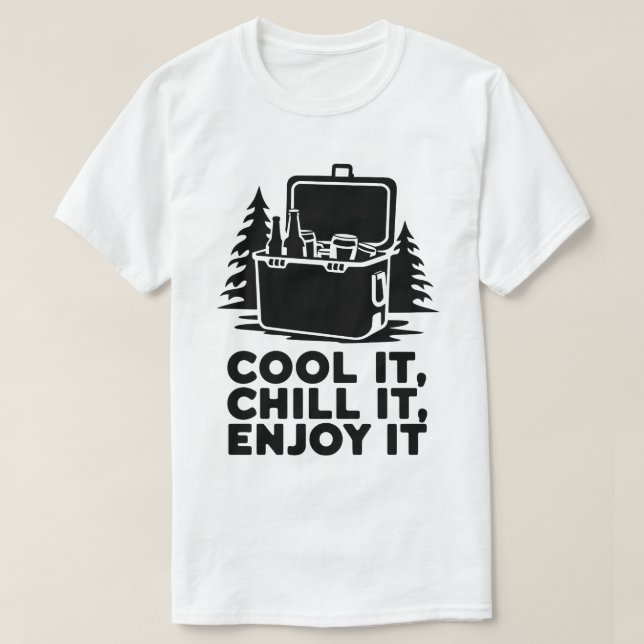 Rustic Camping Cooler with Drinks Adventure Design T-Shirt (Design Front)