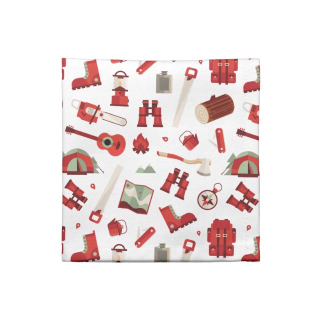 Rustic Camping Essentials with Adventure Pattern Cloth Napkin (Quarter Fold)