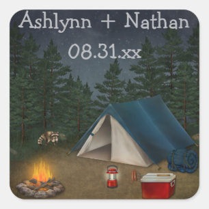 Rustic Camping "Glamping" Wedding Favor Sticker