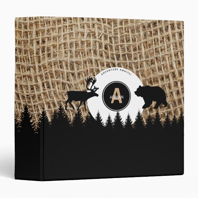 Rustic Camping Outdoors Adventure 3 Ring Binder (Front/Spine)