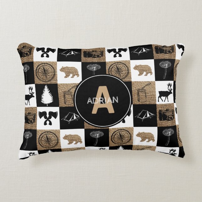 Rustic Camping Outdoors Adventure Accent Pillow (Front)