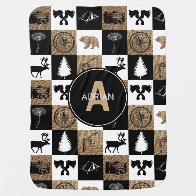 Rustic Camping Outdoors Adventure Baby Blanket (Front)