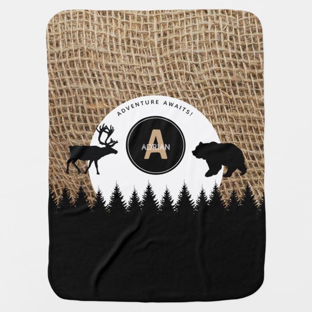 Rustic Camping Outdoors Adventure Baby Blanket (Front)
