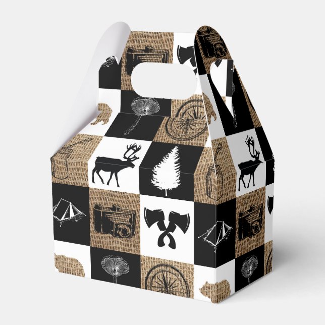 Rustic Camping Outdoors Adventure Favor Boxes (Front Side)