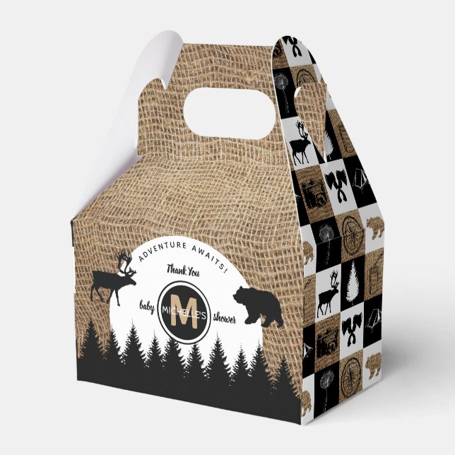 Rustic Camping Outdoors Adventure Favor Boxes (Front Side)