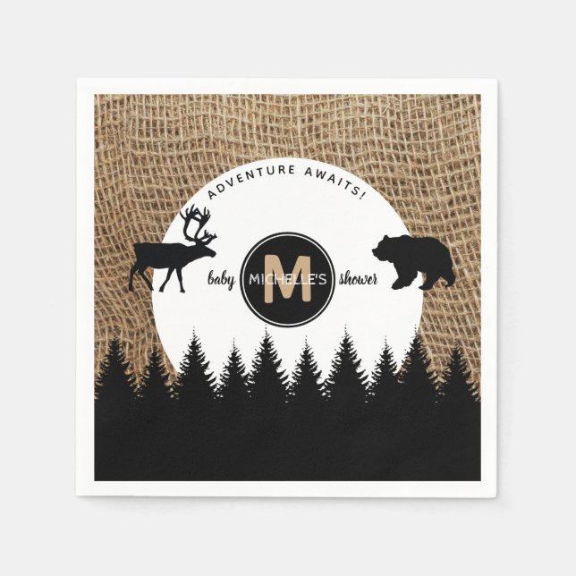 Rustic Camping Outdoors Adventure Napkins (Front)