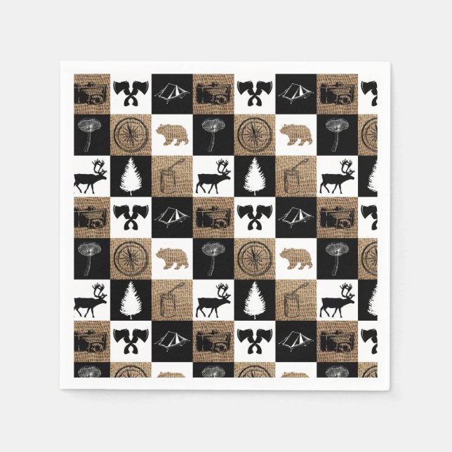 Rustic Camping Outdoors Adventure Napkins (Front)