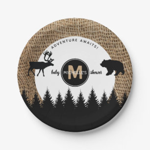 Rustic Camping Outdoors Adventure Paper Plates