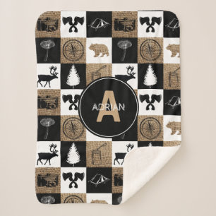 Rustic Camping Outdoors Adventure Sherpa Blanket