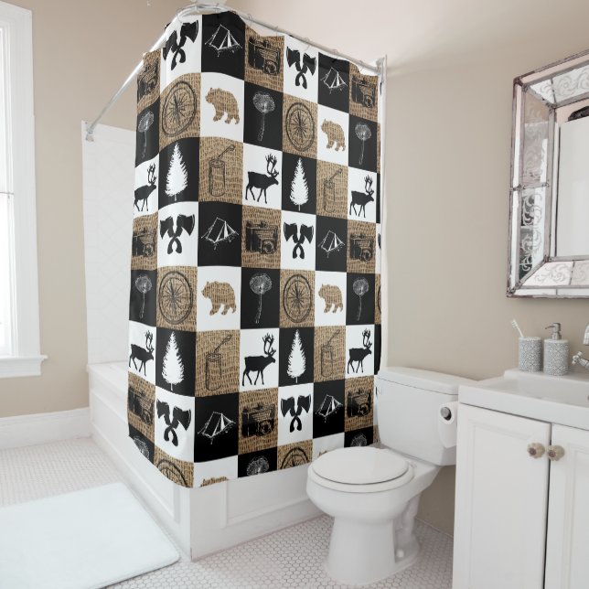 Rustic Camping Outdoors Adventure Shower Curtain (In Situ)