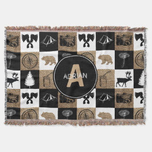 Rustic Camping Outdoors Adventure Throw Blanket