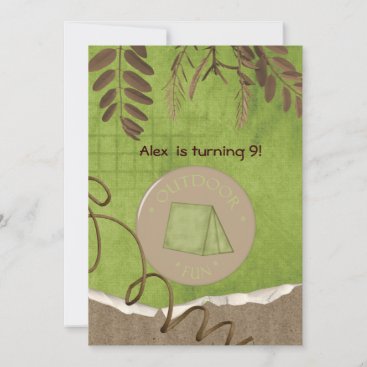 Rustic Camping Party Birthday Invitations