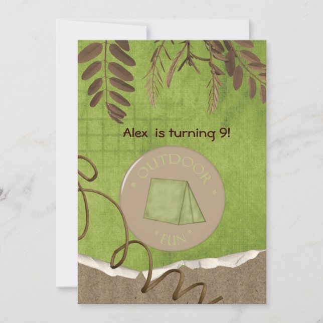 Rustic Camping Party Birthday Invitations (Front)