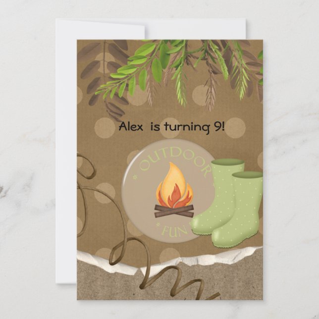 Rustic Camping Party Birthday Invitations (Front)