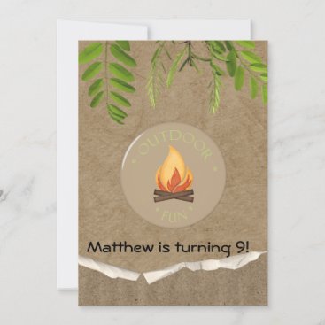 Rustic Camping Party Birthday Invitations