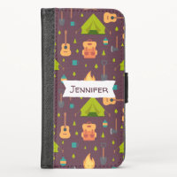 Rustic Camping Pattern Tents and Guitars