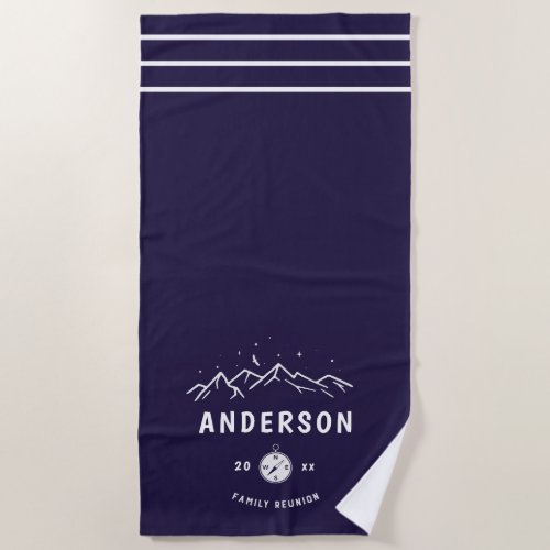 Rustic Camping Personalized Family Reunion Beach Towel
