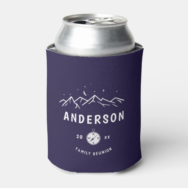 Rustic Camping Personalized Family Reunion Can Cooler (Can Front)