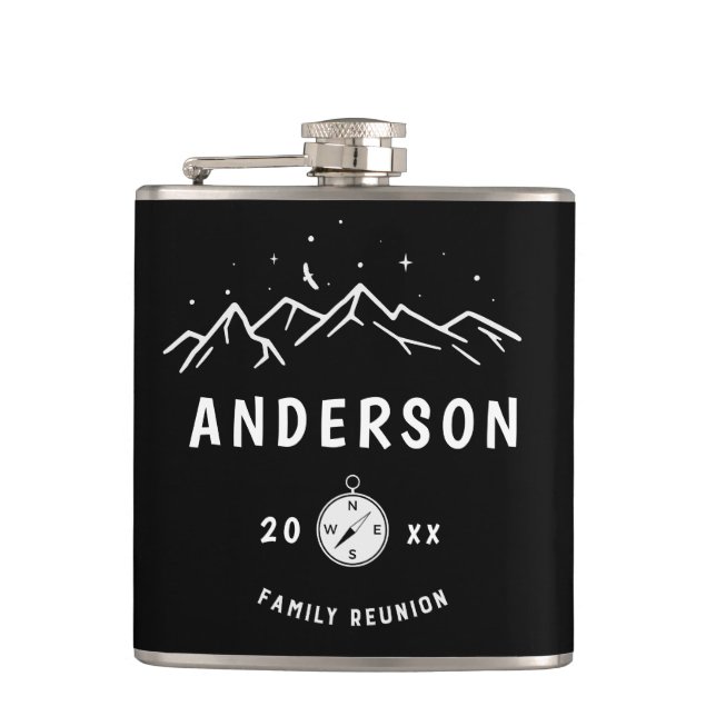 Rustic Camping Personalized Family Reunion Flask (Front)