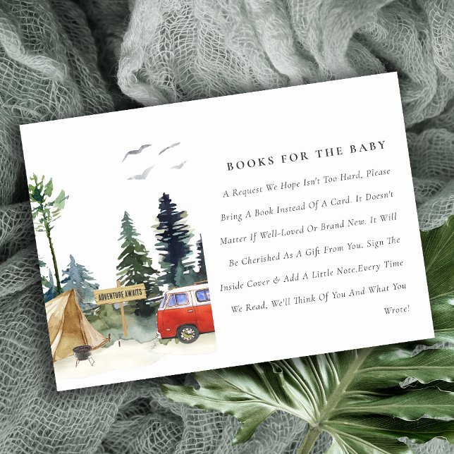 Rustic Camping Pine Forest Books For Baby Shower Enclosure Card (Creator Uploaded)