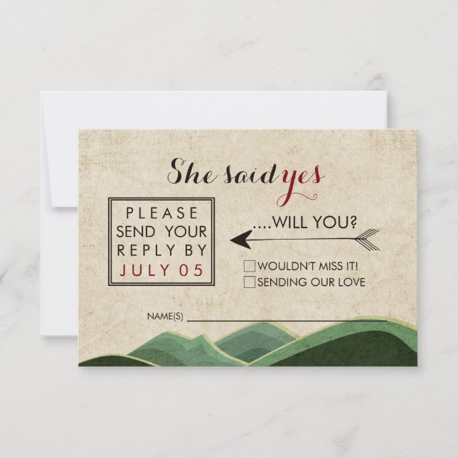 Rustic Camping Wedding rsvp (Front)